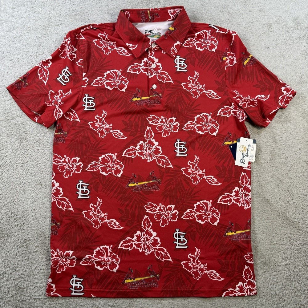 Reyn Spooner St. Louis Cardinals Polo Mens Small Red Performance Stretch Shirt